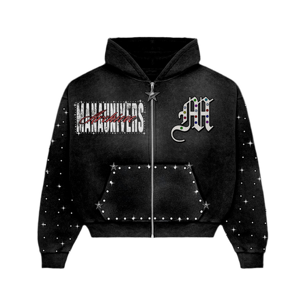 Black Archive Zip Up Hoodie