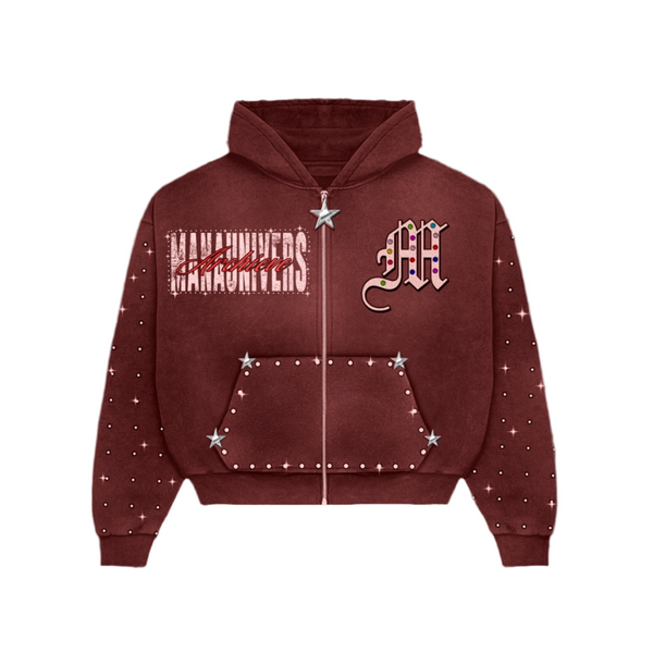 Brown Archive Zip Up Hoodie