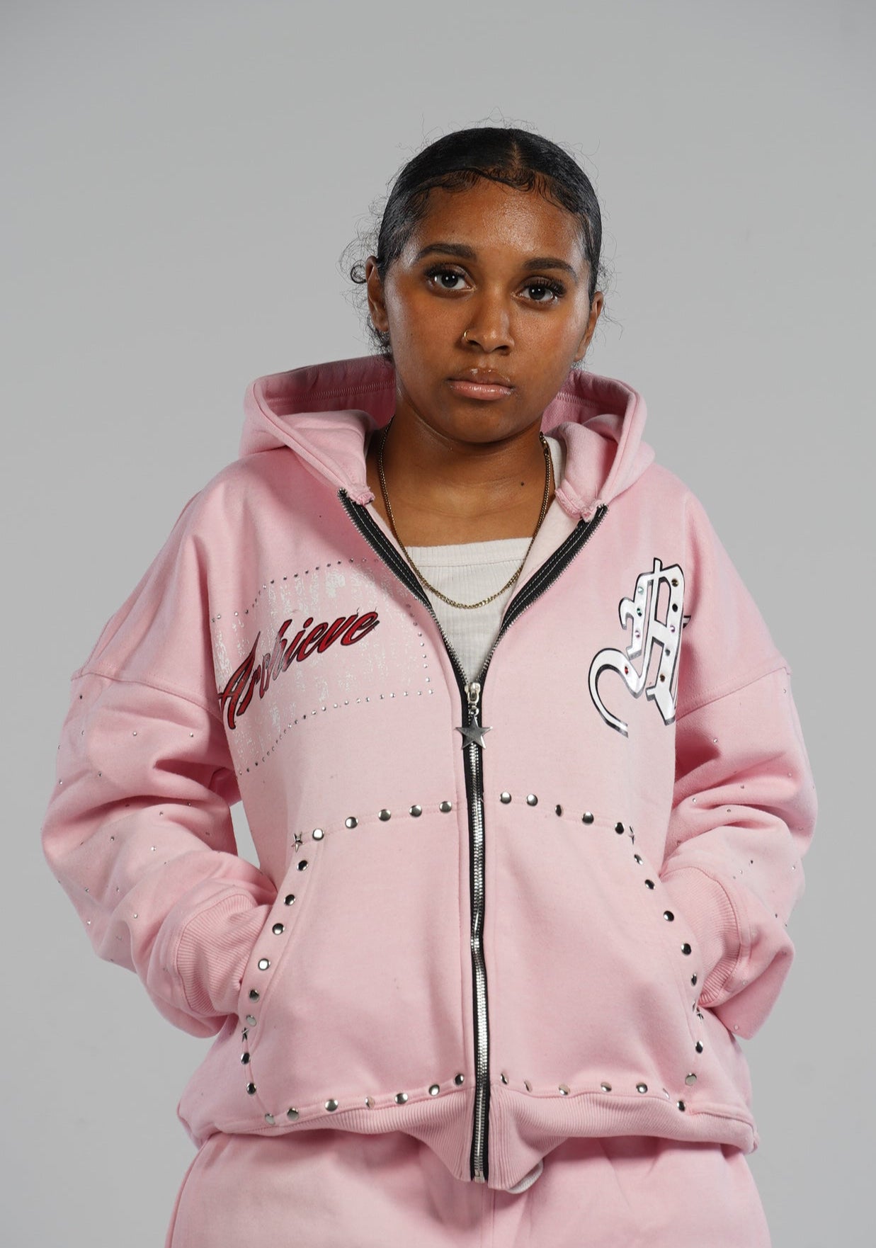 Pink Archive Zip Up Hoodie