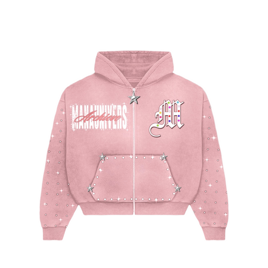Pink Archive Zip Up Hoodie