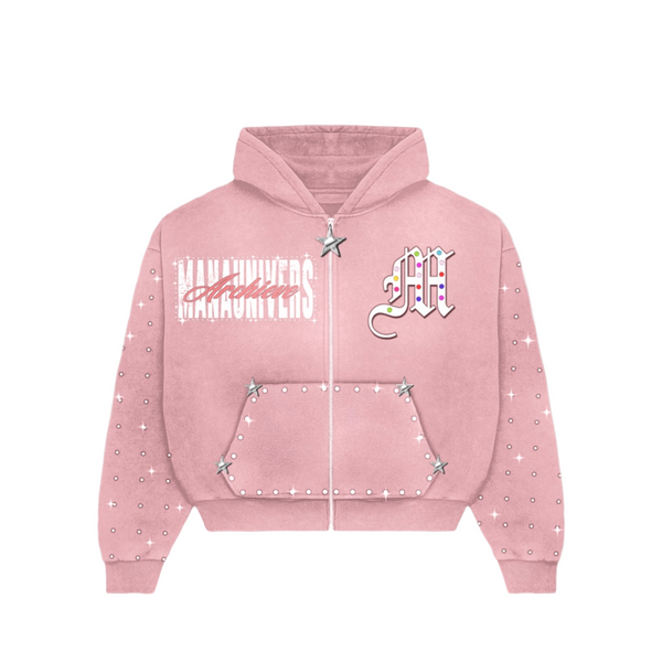 Pink Archive Zip Up Hoodie