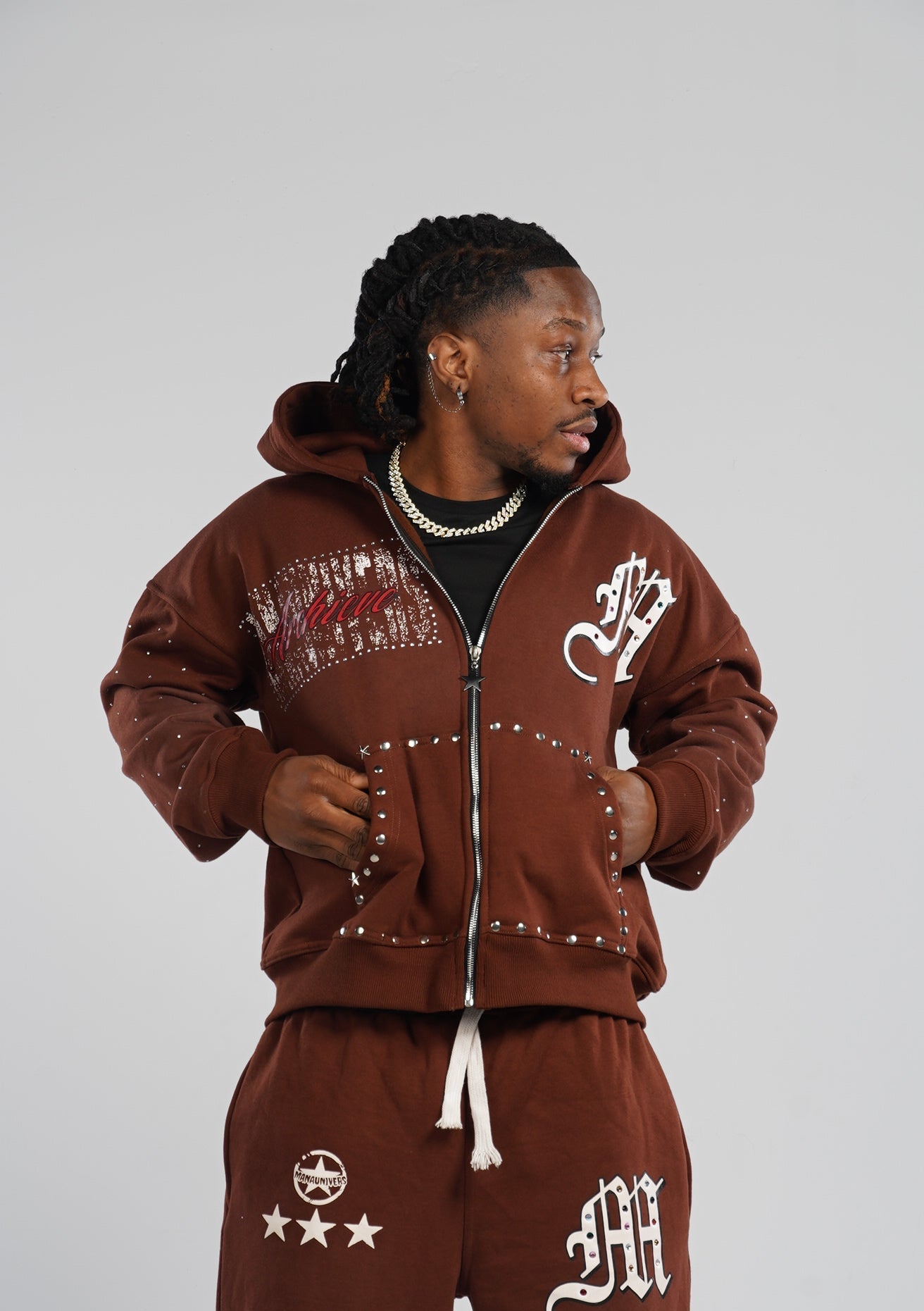 Brown Archive Zip Up Hoodie